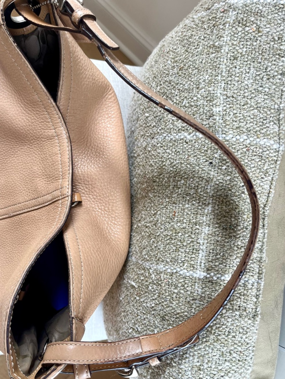 Coach Pebbled Leather Shoulder Bag Tan Brown Slouchy Classic Everyday - Picture 12 of 12